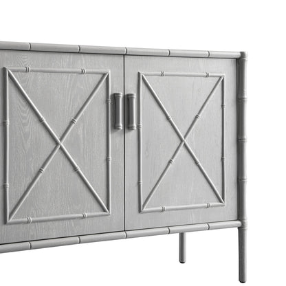 Petit buffet Elstowe en imitation bambou, gris chaud