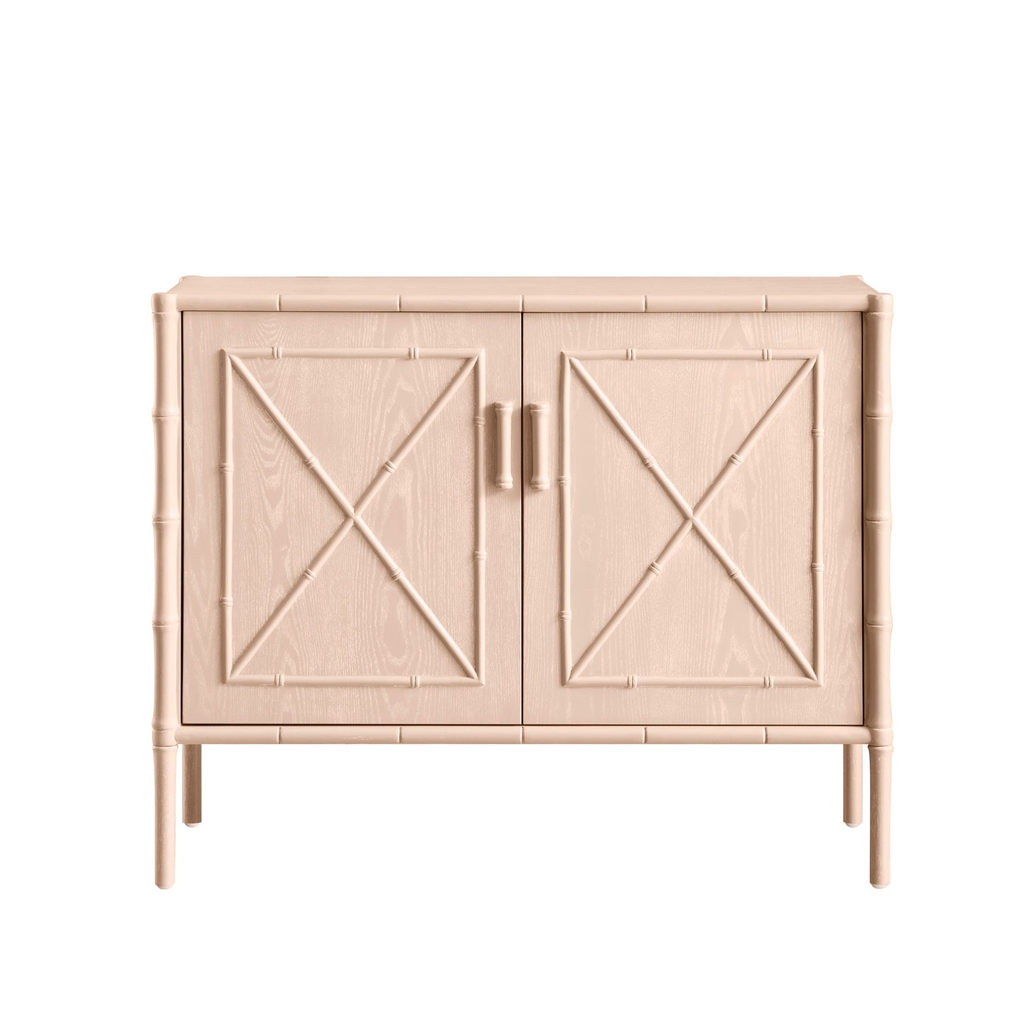 Petit buffet Elstowe en imitation bambou, rose nude