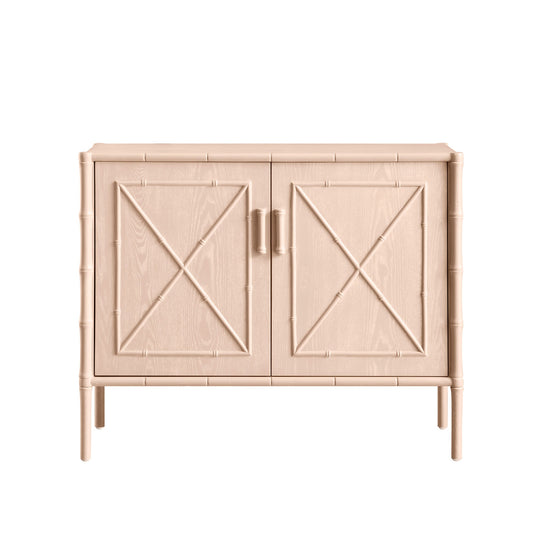 Petit buffet Elstowe en imitation bambou, rose nude