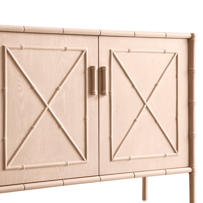 Petit buffet Elstowe en imitation bambou, rose nude