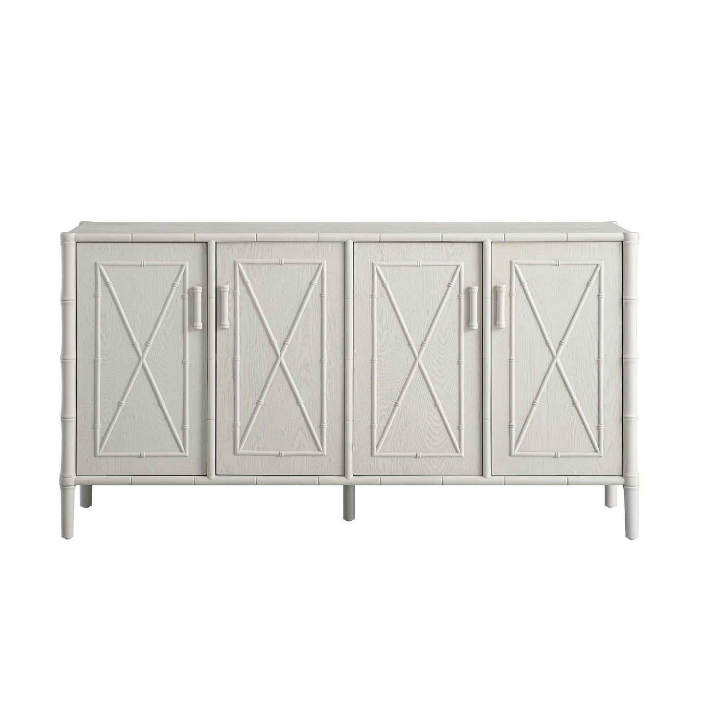 Grand buffet Elstowe en imitation bambou, blanc ombré