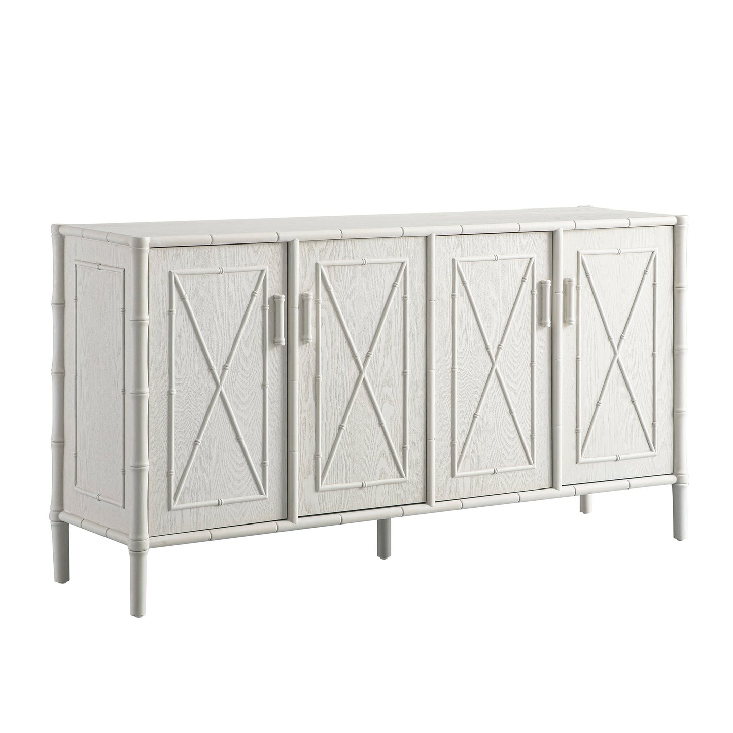 Grand buffet Elstowe en imitation bambou, blanc ombré