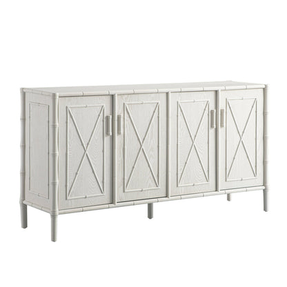 Grand buffet Elstowe en imitation bambou, blanc ombré