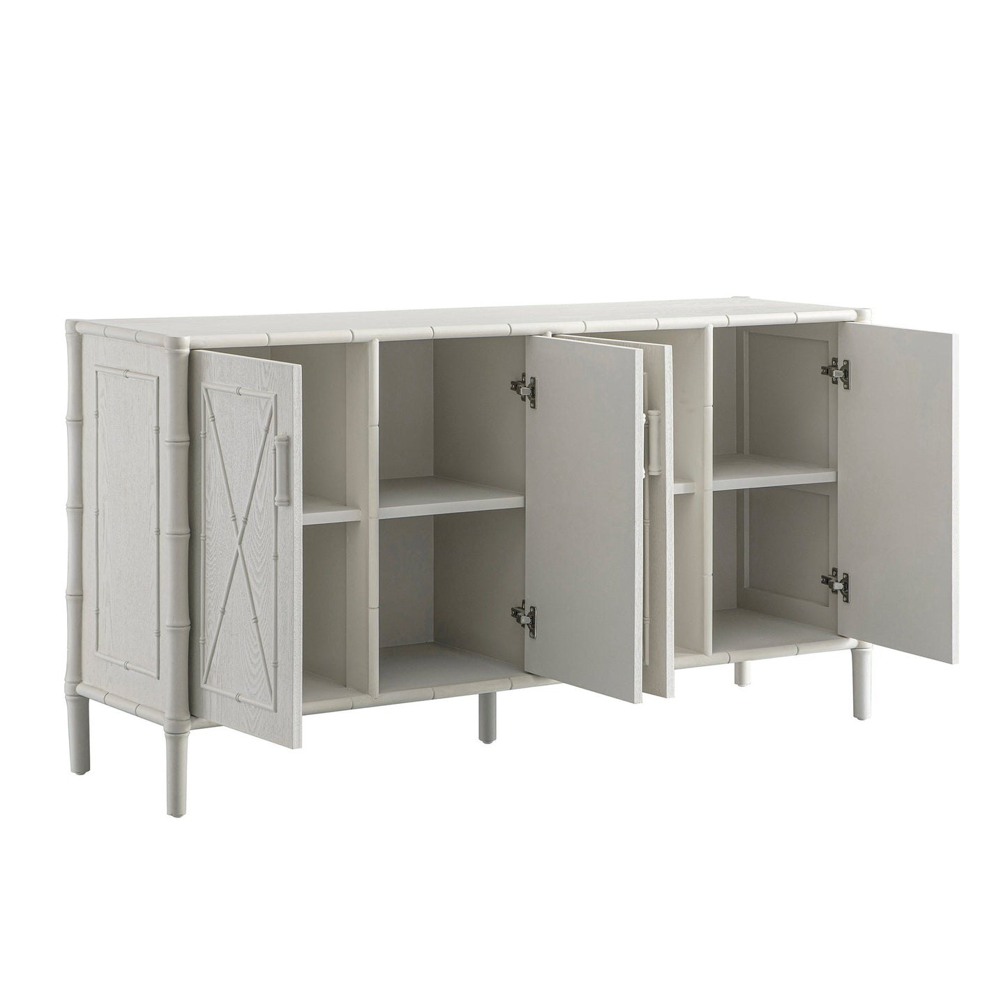 Grand buffet Elstowe en imitation bambou, blanc ombré