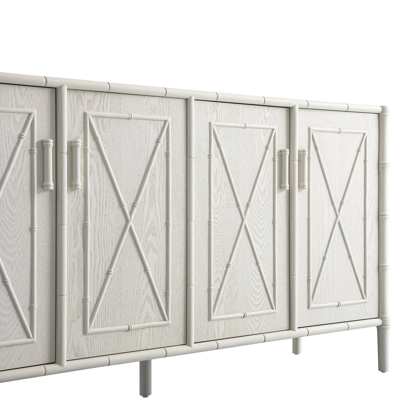 Grand buffet Elstowe en imitation bambou, blanc ombré