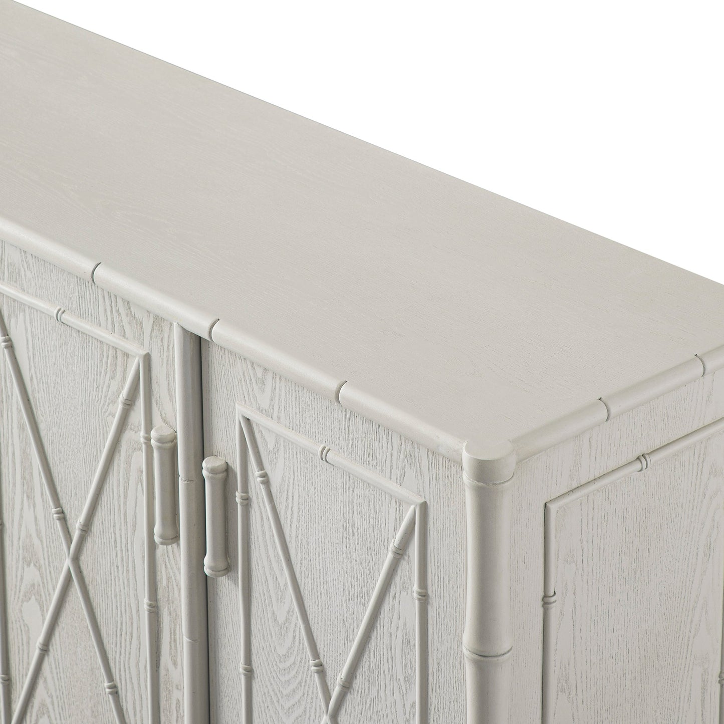 Grand buffet Elstowe en imitation bambou, blanc ombré