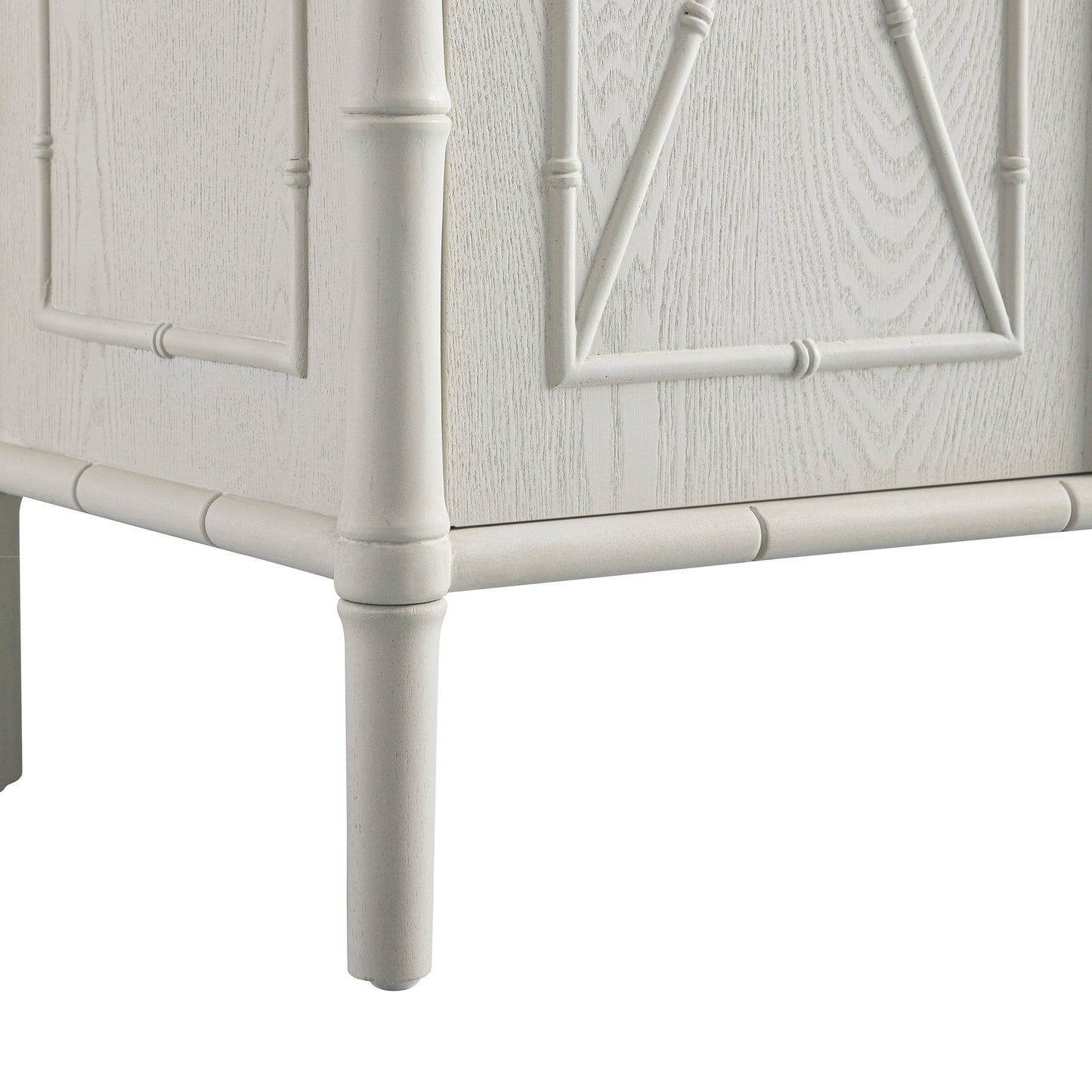 Grand buffet Elstowe en imitation bambou, blanc ombré