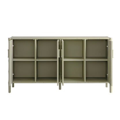 Grand buffet Elstowe en imitation bambou, vert sauge