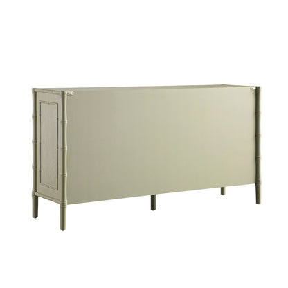 Grand buffet Elstowe en imitation bambou, vert sauge