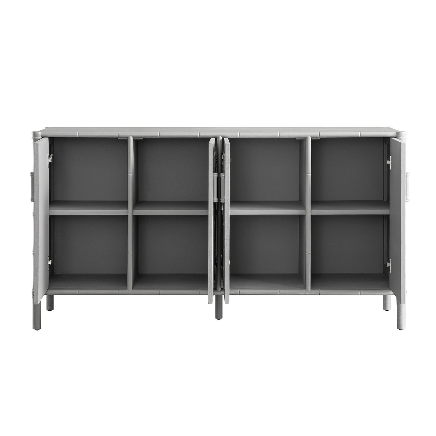 Grand buffet Elstowe en imitation bambou, gris chaud