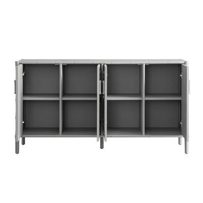 Grand buffet Elstowe en imitation bambou, gris chaud