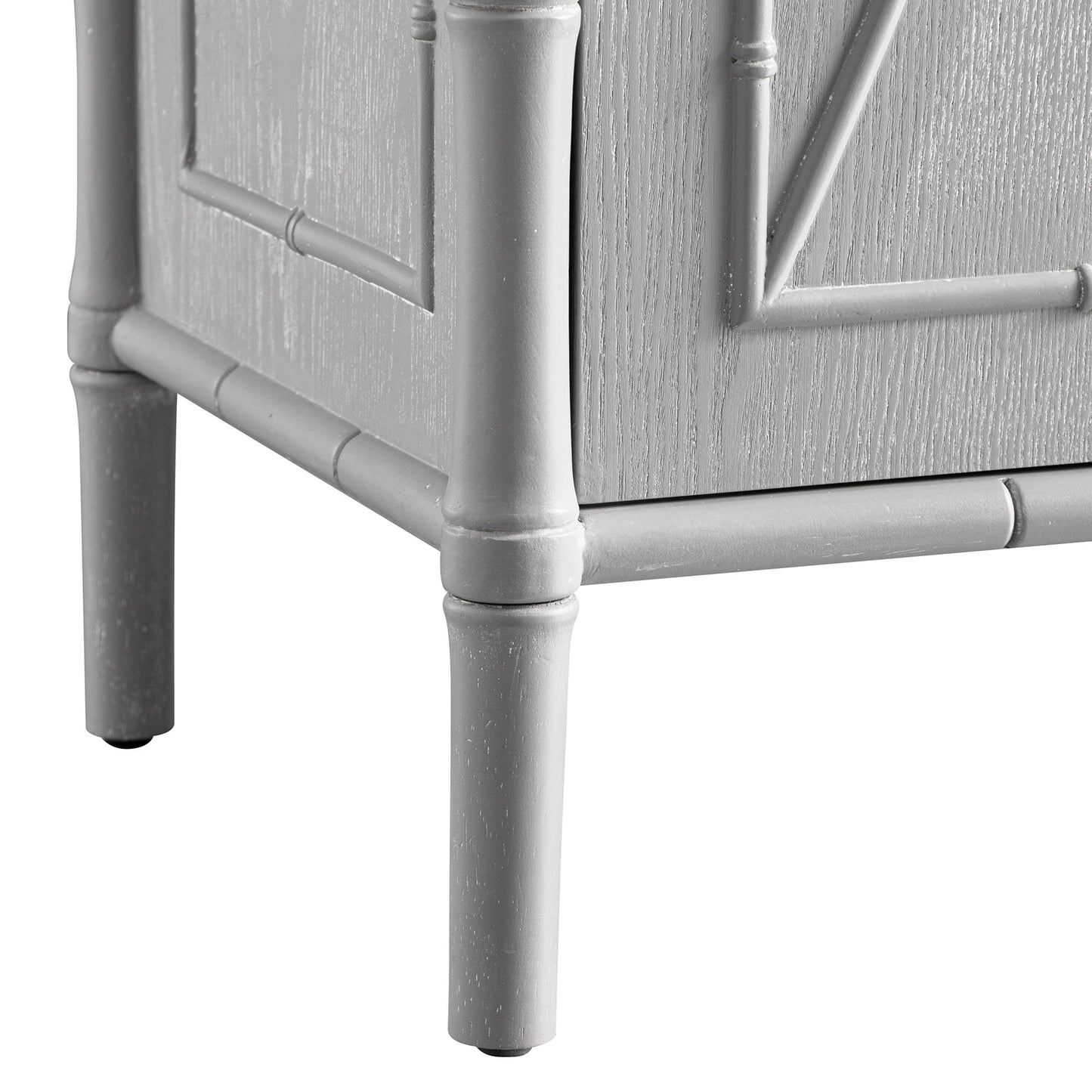 Grand buffet Elstowe en imitation bambou, gris chaud