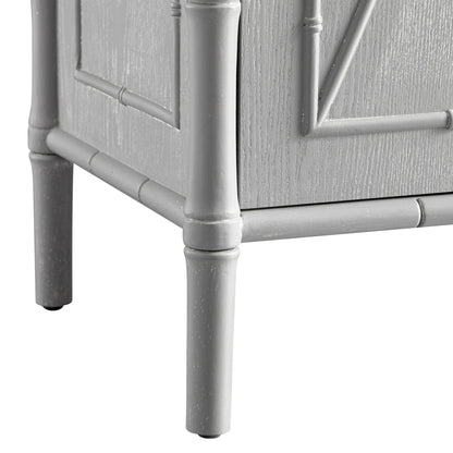 Grand buffet Elstowe en imitation bambou, gris chaud