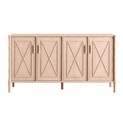Grand buffet Elstowe en imitation bambou, rose nude