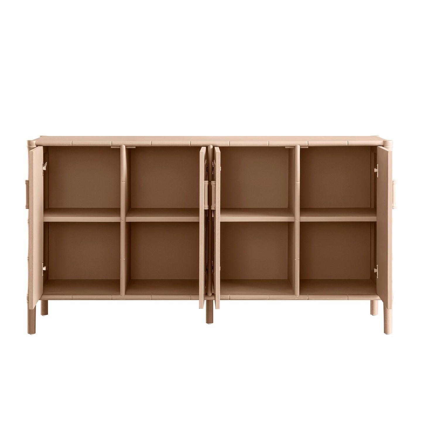 Grand buffet Elstowe en imitation bambou, rose nude