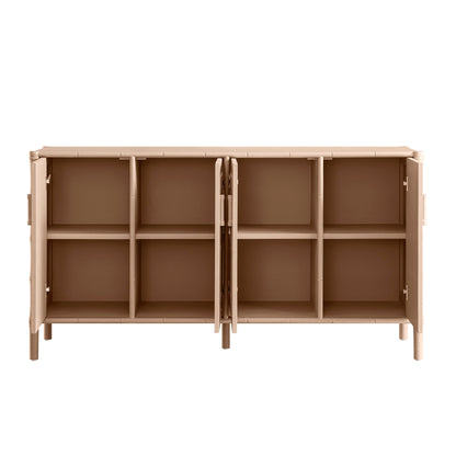 Grand buffet Elstowe en imitation bambou, rose nude