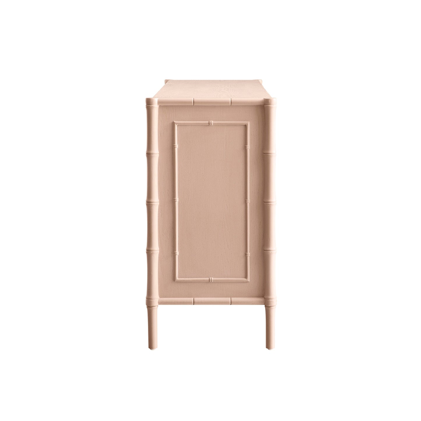 Grand buffet Elstowe en imitation bambou, rose nude