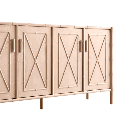 Grand buffet Elstowe en imitation bambou, rose nude