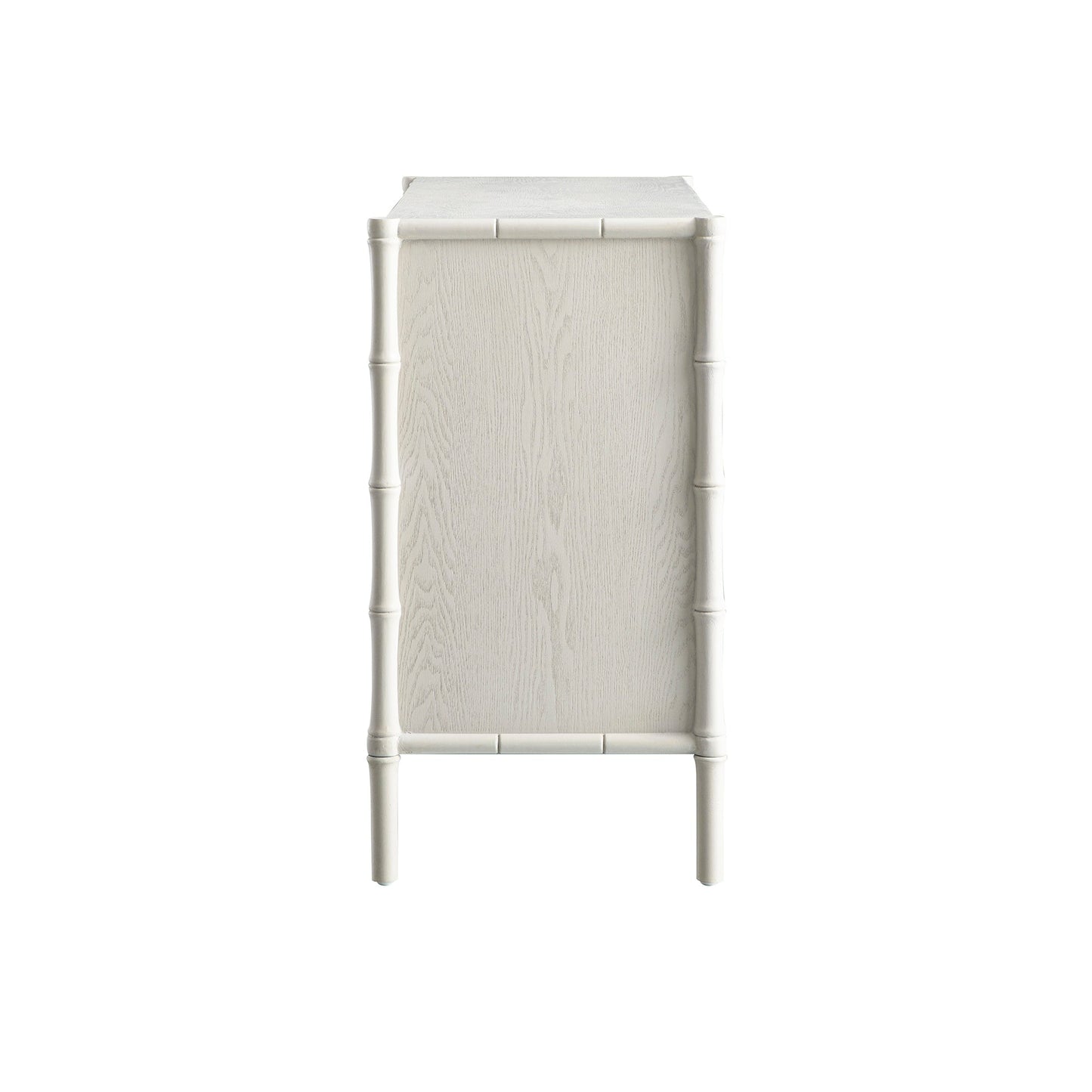 Buffet Elstowe imitation bambou 1 porte 3 tiroirs, blanc ombré