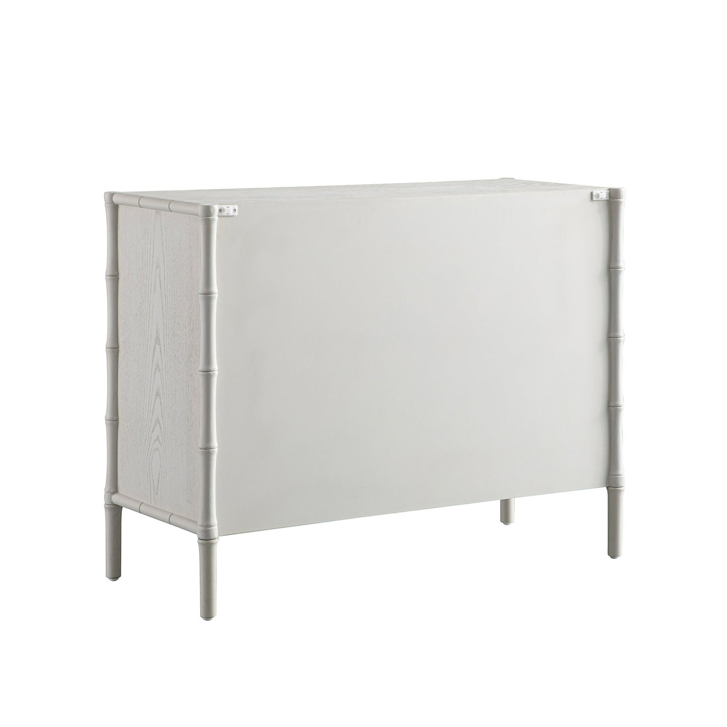 Buffet Elstowe imitation bambou 1 porte 3 tiroirs, blanc ombré