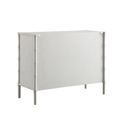 Buffet Elstowe imitation bambou 1 porte 3 tiroirs, blanc ombré