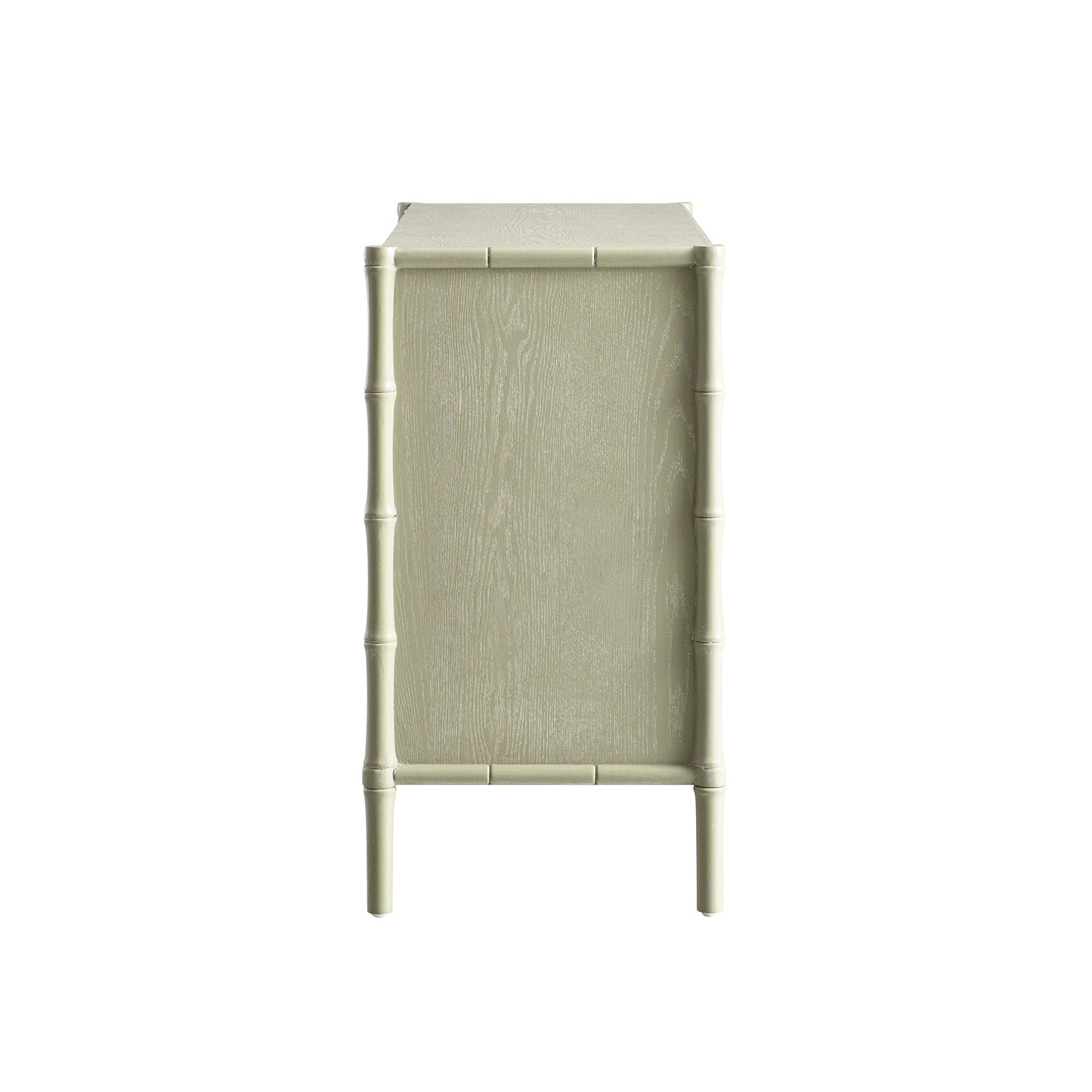 Buffet Elstowe imitation bambou 1 porte 3 tiroirs, vert sauge