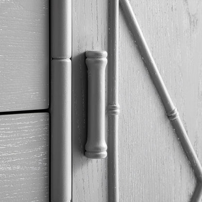 Buffet Elstowe imitation bambou 1 porte 3 tiroirs, gris chaud