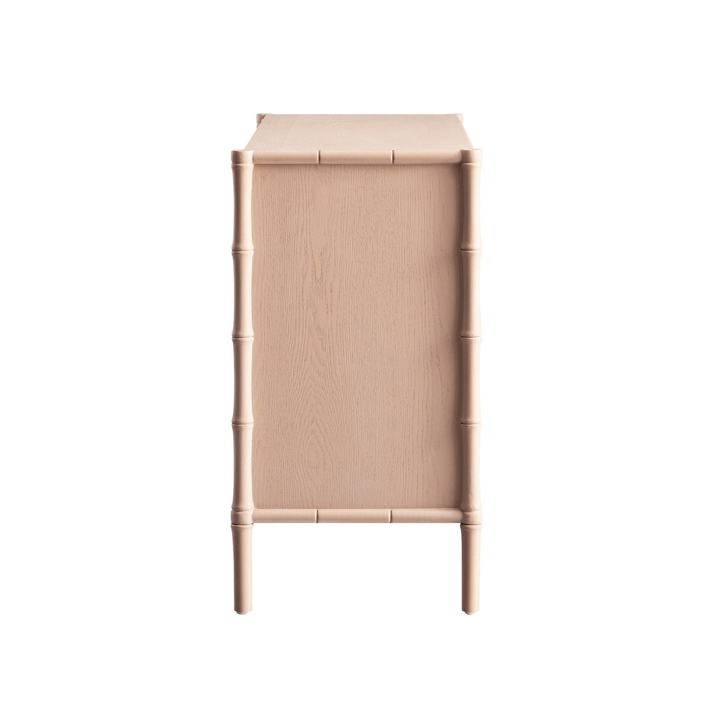 Buffet Elstowe imitation bambou 1 porte 3 tiroirs, rose nude