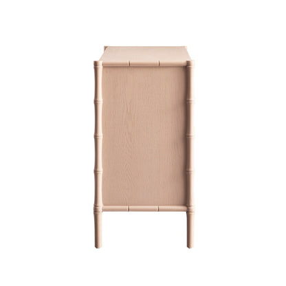 Buffet Elstowe imitation bambou 1 porte 3 tiroirs, rose nude