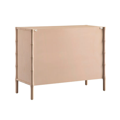 Buffet Elstowe imitation bambou 1 porte 3 tiroirs, rose nude