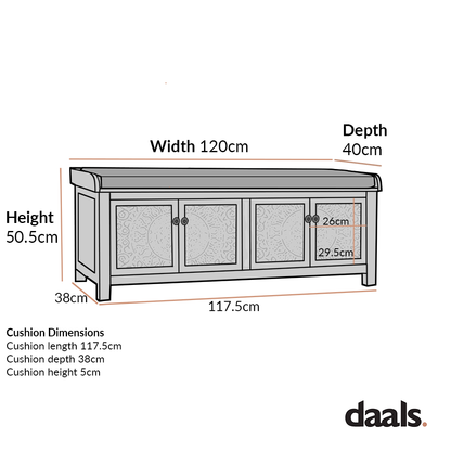 Banc de rangement sculpté Chantilly gris moyen