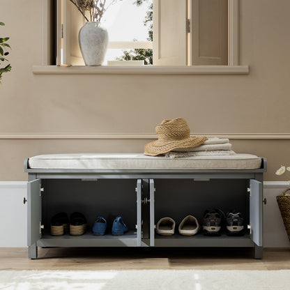 Banc de rangement sculpté Chantilly gris moyen