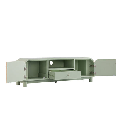 Meuble TV Maude, frêne pistache atténué avec raphia