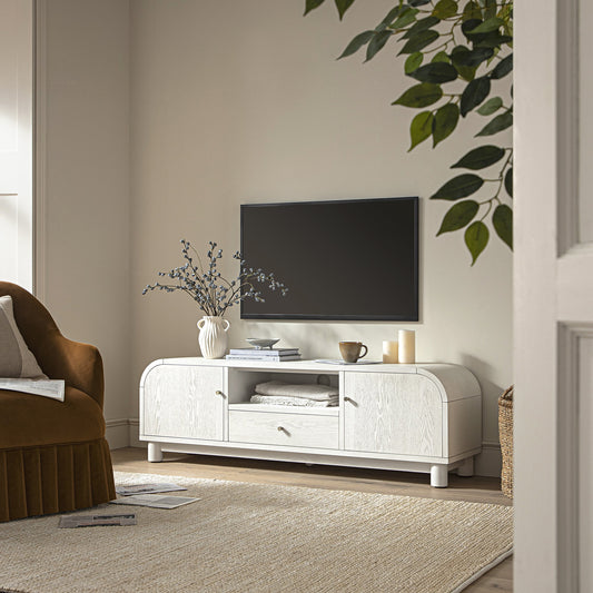 Meuble TV Maude, frêne blanc lavé