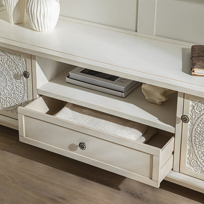 Meuble TV Chantilly blanchi à la chaux de 150 cm de large