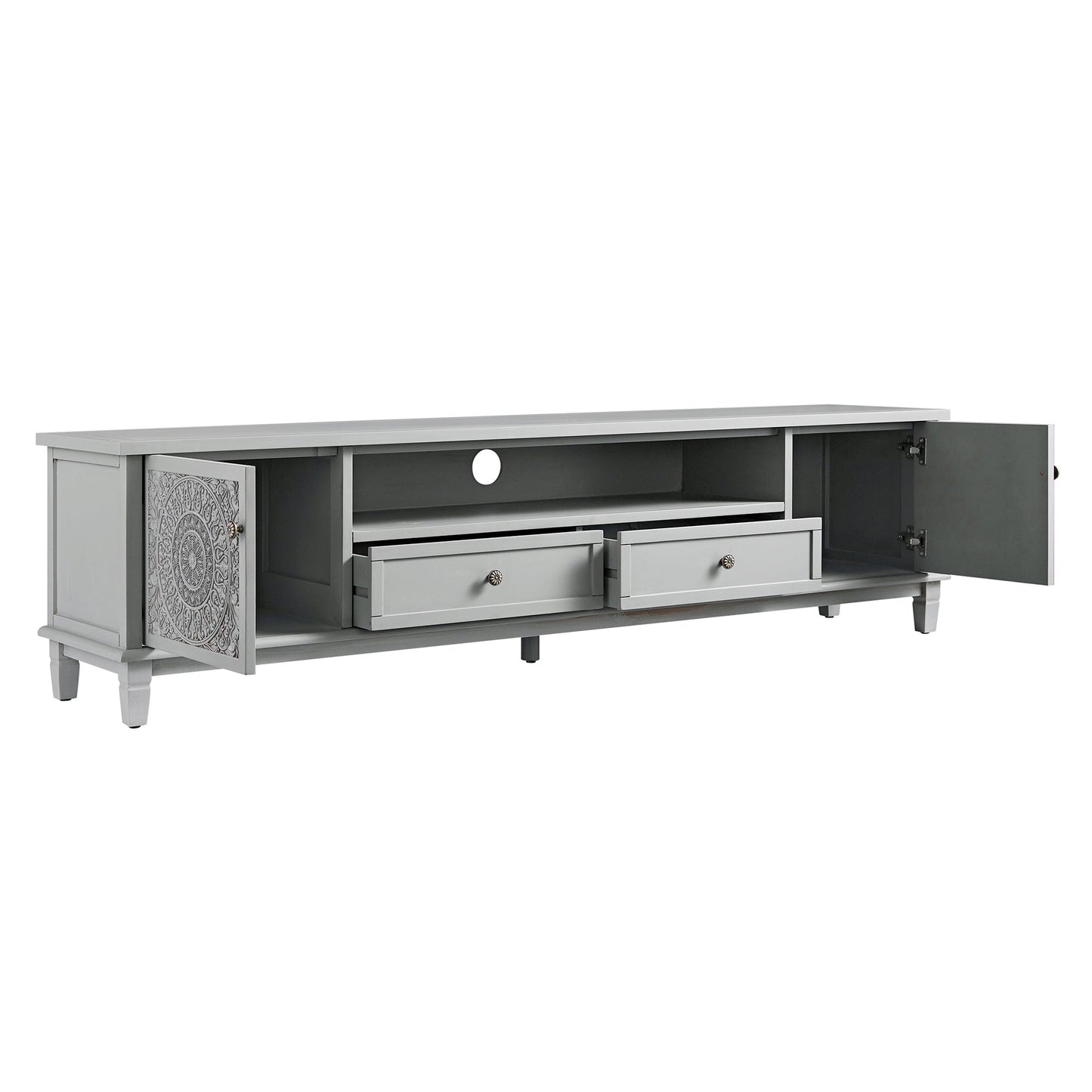 Meuble TV Chantilly gris moyen 200 cm de large