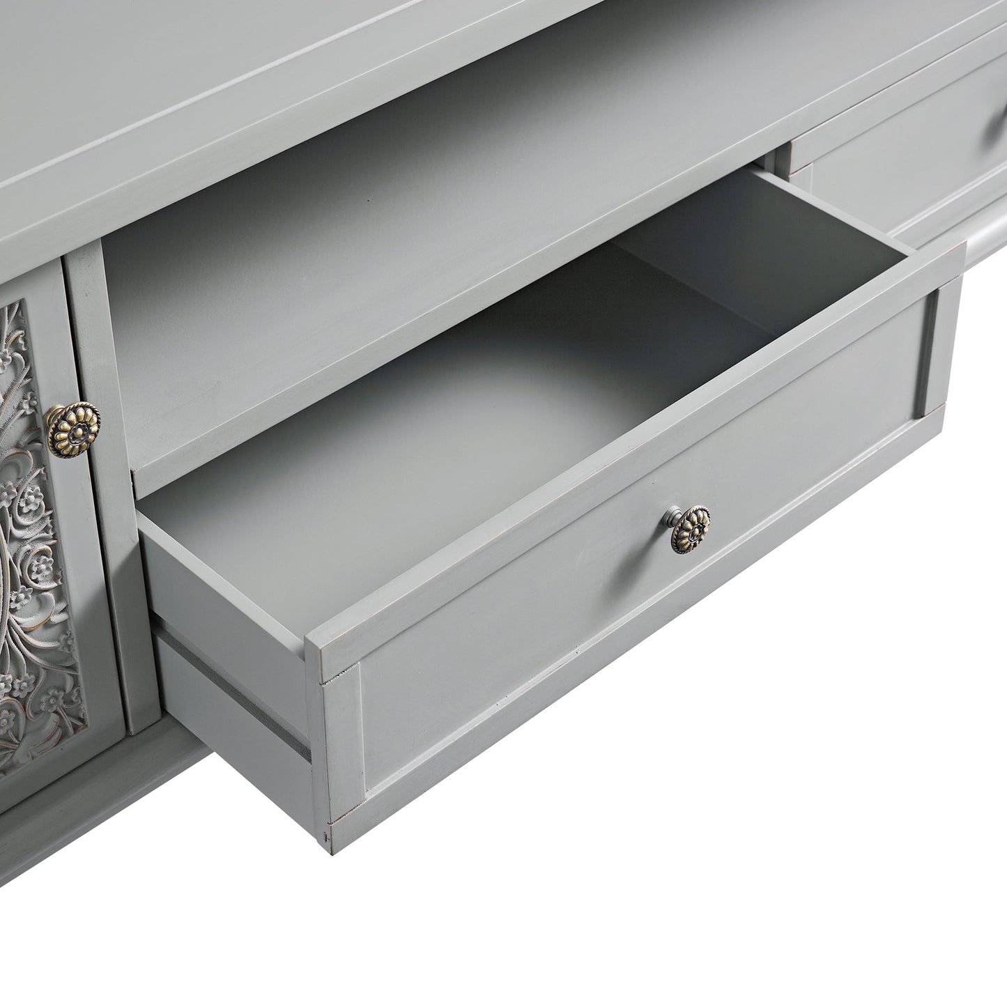 Meuble TV Chantilly gris moyen 200 cm de large