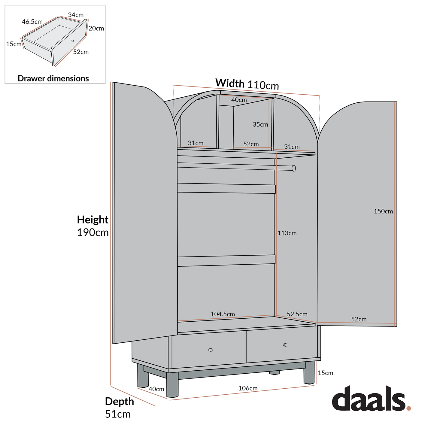 Armoire double Maude, frêne blanc lavé avec raphia