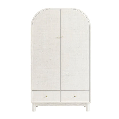 Armoire double Maude, frêne blanc lavé avec raphia