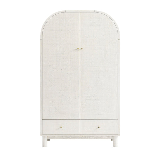 Armoire double Maude, frêne blanc lavé avec raphia