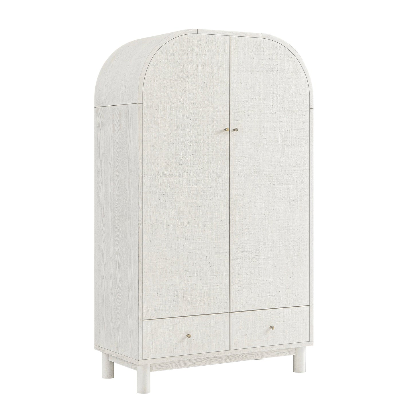 Armoire double Maude, frêne blanc lavé avec raphia