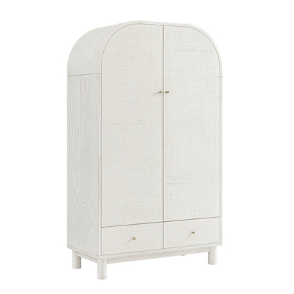 Armoire double Maude, frêne blanc lavé avec raphia