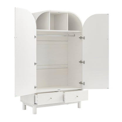 Armoire double Maude, frêne blanc lavé avec raphia