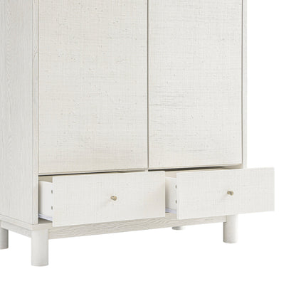 Armoire double Maude, frêne blanc lavé avec raphia