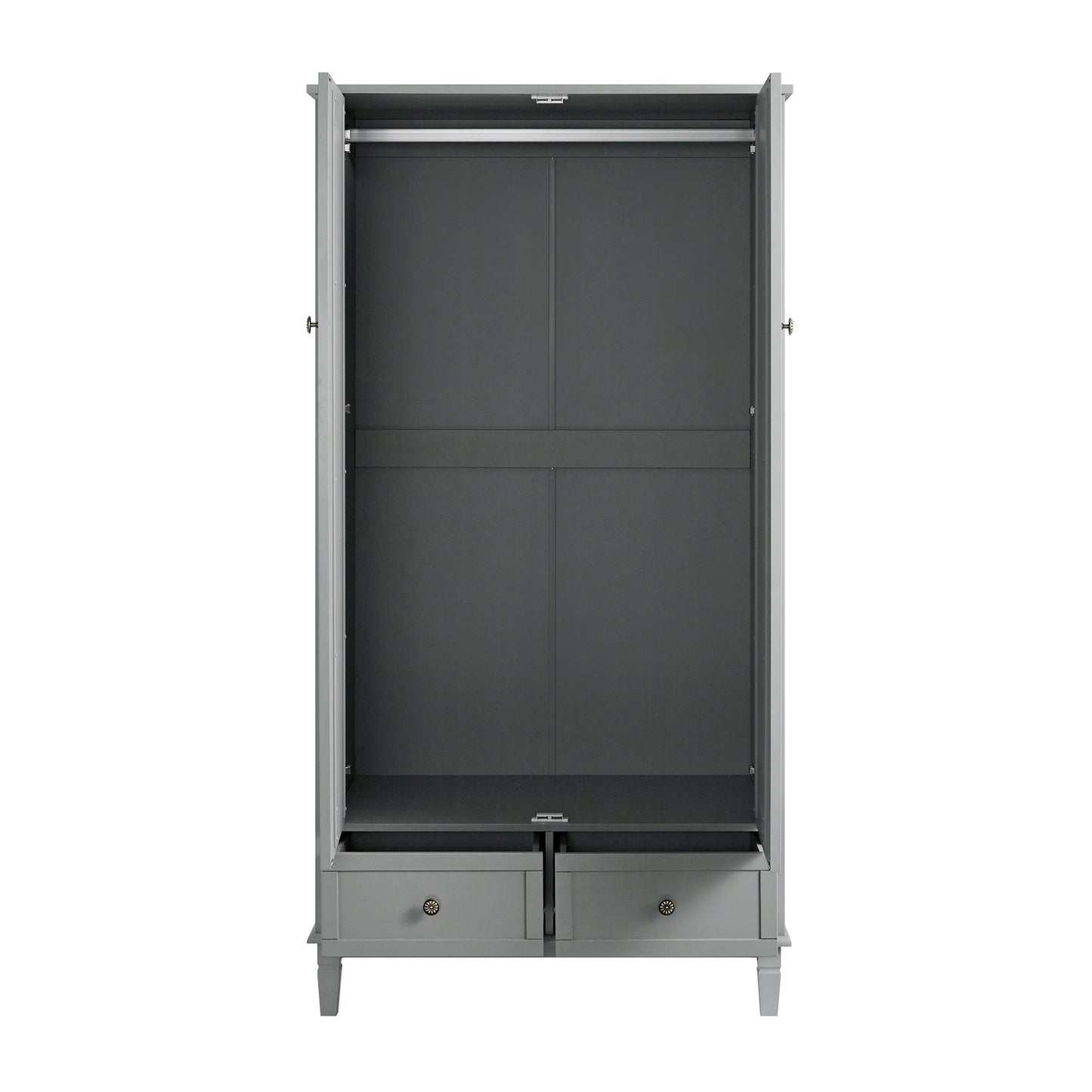 Armoire double sculptée Chantilly gris moyen