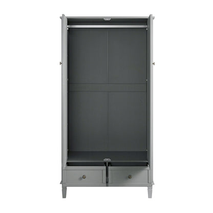 Armoire double sculptée Chantilly gris moyen