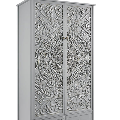 Armoire double sculptée Chantilly gris moyen
