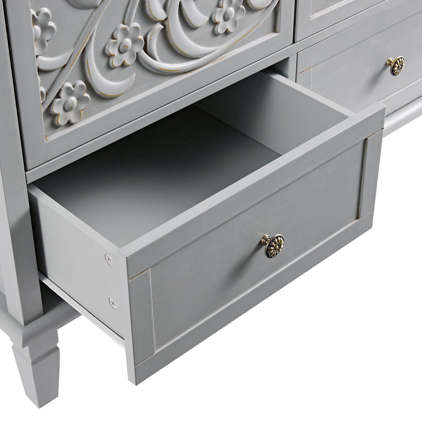 Armoire double sculptée Chantilly gris moyen