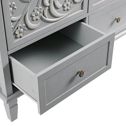 Armoire double sculptée Chantilly gris moyen