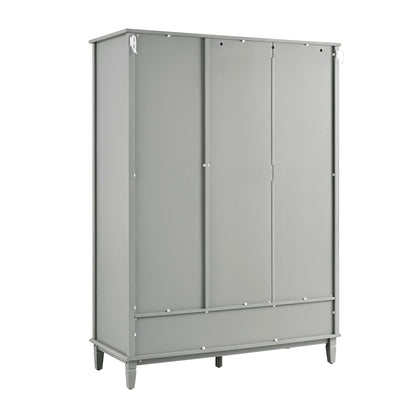 Armoire triple sculptée Chantilly gris moyen